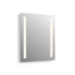 Kohler Metal Vitality Column Lighted Wall Mount Rectangular Mirror 60 cm x 70cm, 3rd Gen HD Mirror, Defogger, Touchless Switch, Silver