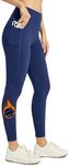 Willit Women's Fleece Lined Leggings High Waisted Winter Thermal Yoga Running Pants with Pockets 24" Navy Blue L