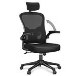 naspaluro Office Desk Chair with Flip-Up Armrest High Back Ergonomic Computer Chair with Adjustable Headrest and Lumbar Support Executive Swivel Chair for Home and Office