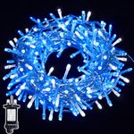 WISD Christmas Lights - 200 LED 13M Xmas Tree Lights with Timer and Memory - Indoor Outdoor Fairy String Lights Mains Powered for Garden Bedroom Party Decoration (Blue + White)