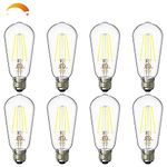 Volxon E26 LED Bulb 60w Equivalent, Dimmable Edison Light Bulbs Daylight White 5000K, High Brightness 800LM, Antique ST58 LED Filament Bulb E26 Base, Clear Glass, ETL Listed, 8 Pack