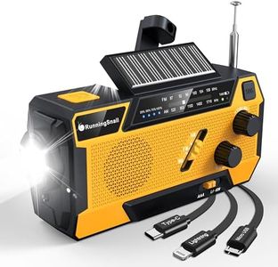 Emergency Crank Weather Radio: AM/FM/NOAA Weather Radio with 3 Built-in Cable - Hand Crank Radio with 2000mAh, Solar Charge, Hand Crank & Battery Operated, SOS Alarm, Flashlight for Outdoor Emergency