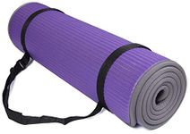 Signature Fitness All-Purpose 2/5-Inch (10mm) Extra Thick High Density Anti-Slip Exercise Pilates Yoga Mat with Carrying Strap Purple