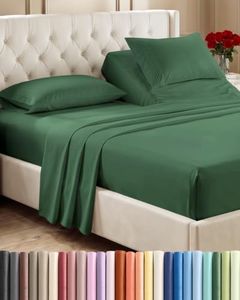Flex Top Split Head King 4 Piece Sheet Set - Comfy Breathable & Cooling Bed Sheets Set - Hotel Luxury Bedding for Women, Men, Kids, Teens, Boys & Girls - Deep Pockets, Soft - Oeko-Tex - Emerald Green