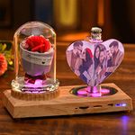 Heart-Shaped Photo Customization Night Light Personalized 3D Crystal Lamp 7 Color Light Rose rotation Crystal Photo Frame Best Gift for Couple Love Women Men Wedding Christmas