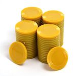 Smartdealspro 64pcs 32mm/1.26 Inch Opaque Plastic Learning Counters Disks Mini Poker Chips Game Tokens with Storage Box (Golden)