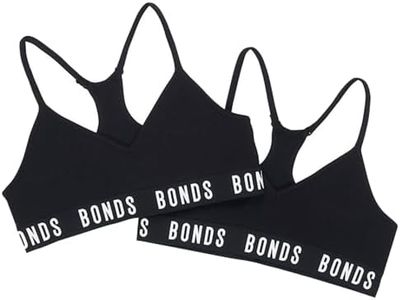 Bonds Girls’ Underwear Seamless Racer Crop - 2 Pack, Black (2 Pack), 12/14