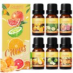 SALUBRITO Citrus Essential Oils Set, Premium Fruit Fragrance Oils for Diffusers and Home, Candle Making - Sweet Orange, Bergamot, Grapefruit, Mandarin, Lime, Lemon Essential Oil, 6x10ml