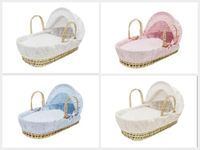 Dolls Moses Basket Broderie Anglaise - White