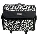 Everything Mary Cheetah Print Rolling Sewing Machine Tote - Sewing Machine Case Fits Most Standard Brother & Singer Sewing Machines, Sewing Bag with Wheels & Telescoping Handle - Portable Sewing Case