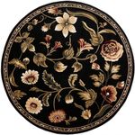 HOME DYNAMIX Optimum Amell Traditional Floral Area Rug, Black/Green, 7'10" Round