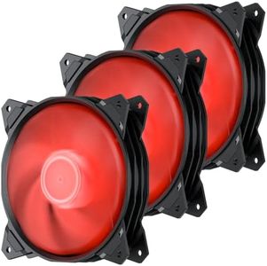 upHere Long Life 120mm 3-Pin High Airflow Quiet Edition Red LED Case Fan for PC Cases, CPU Coolers, and Radiators 3-Pack,PF120RD3-3