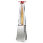 Giantex Outdoor Propane Patio Heaters, 42,000 BTU Pyramid Style Gas Porch and Deck Heater w/Dancing Flame, Quartz Glass Tube in Hammered Freestanding, Electronic Ignition System Stainless Steel