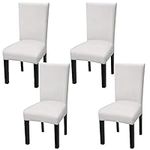 Fuloon 4 6 Pack Super Fit Stretch Removable Washable Short Dining Chair Protector Cover Seat Slipcover for Hotel Dining Room Ceremony Banquet Wedding Party (4, White)