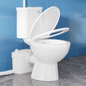Simple Project 750W Macerating Toilet System with 4-Inlet, Macerator Pump Upflush Toilet System for Basement, Modern Toilet Bowls with Toilets Tank & Pump Extension Pipe - Easy Install, Space Saving