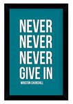 Inkdotpot Motivational Wall Art, Never Never Never Give In -Winston Churchill 12x18-inch Inspirational Success Quotes Home/Office Gift Wall Decor Print, 1-Pack, With BLACK FRAME