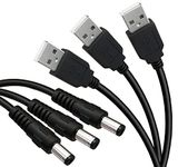 SIOCEN 3-Pack 6ft USB 2.0 Type A Male to DC 5.5 x 2.1mm DC 5V Power Barrel Plug Connector Cable USB to 5v Power Cable USB to DC Power Tip Jack Cord