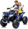 JORFLY 24V Ride on Car, Kids ATV XL Four Wheeler w/EVA Tires, 19-Inch Leather 2 Seater, 800W Motors, Remote Control, Knee Pads, Flower, 24 Volt Ride on Toys Quad for Big Kids, Blue