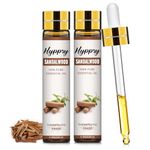 Hyppry 2 x 10ml Sandalwood Essential Oil, with Dropper, 100% Pure Natural Therapeutic Grade Sandalwood Oils Essential Oil for Diffuser, Aromatherapy, Relax, Sleeping, Candle & Perfume Making