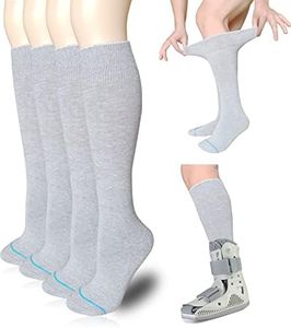 VEIGIKE Replacement Sock Liner for Orthopedic Walking Boots Walker Brace,Tube Socks Under Air Cam Walkers and Fracture Boot Cast Shoe Surgical leg Cover Grey 2 Pairs