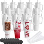 Joyclub 16 Pack 40 OZ Sublimation Tumblers with Handle Blank Insulated Large Tumbler Bulk, Coffee Travel Cups Stainless Steel Travel Mug for Diy Craft Heat Press Print