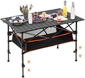 Night Cat Camping Table Foldable Outdoor Table Portable Adjustable Height 95 x 55 cm Waterproof BBQ Barbeque Garden Backyard
