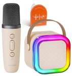 Kinglucky Gift Idea Karaoke Machine for Kids Gifts (Cute Little & Portable) Bluetooth Speaker with Wireless Microphone Birthday Gifts for Girls 3-12 Years Old Christmas Toddler Toys - Beige