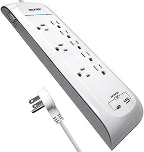 Digital Energy 8 Outlet Surge Protector Power Strip 4200 Joules USB-C and USB-A, 3 Wide Spaced Outlets, 6 Foot 14/3 AWG Cord, White