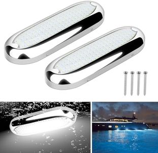 RVZONE Underwater Marine LED Boat Lights, 8.2 in 3000LM 12V 8W IP68 Waterproof Stainless Steel Boat Transom Lights Flood Lights Boat Deck Courtesy Light LED Stern Lights (White Light, 2 PCS)