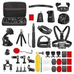 NEEWER 50 in 1 Action Camera Accessory Kit, Compatible with GoPro Hero 12 Hero 11 Hero10 Hero 9 8 GoPro Max GoPro Fusion Insta360 X3 X2 DJI Osmo Action 4 3 2 AKASO APEMAN, black Storage Case Included