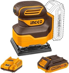 INGCO 20V Cordless 1/4 Sheet Sander 12000RPM Electic Orbital Sander with 1Pcs 2.0Ah Battery and 1Pcs Charger