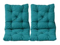 Ambientehome 90566 98 x 50 x 8 cm HANKO Garden Arm Chair Cotton Padded Low Back Cushion - Blue (2-Piece)