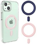 2 Pack Universal Magnetic Sticker for Case, Adapter Ring for Magsafe Compatible with Magsafe Accessories & Wireless Charging for iPhone 16/15/14/13/12 Pro Max Mini, Galaxy S24/S23/S22, Pink & Blue