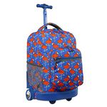 J World New York Sunrise Rolling Backpack. Roller Bag with Wheels, Flamingo, 18"