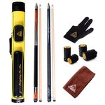 CUESOUL Set of House Bar Pool Cue Sticks Combo - 2 Cue Sticks Packed in 2x2 Hard Pool Cue Case E205