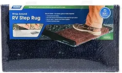 Camco 42937 RV Step Rug (Premium Wrap Around, Turf Material (22" x 20") - Blue)