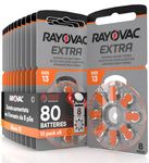 80 Hearing Aid Batteries Rayovac Extra 13. 10x8 Pack PR48 Orange Size