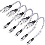 5 Pack Short Lightning Cable(8 Inch), [Apple MFi Certified] iPhone Fast Charging Cable,USB to Lightning High Speed Data Sync Nylon Braided Cord for iPhone 14/13/12/11/XR/X/8/7/6/iPad/Airpods/PowerBank