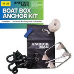 Anchor-Man Box Anchor Kit - Ultimate Boat Anchor Kit, Hot Dipped Galvanized 9 Gauge Steel Boat Anchors for 25'/ 25'+ Boats - Pontoon Boat Anchor Kit Box Size, Large Pontoon Anchor Boat Kit (19lb Kit)