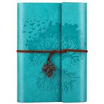 OMEYA PU Leather Journal Notebook, Blank Pages Refillable Vintage Sketchbook Travel Notebook Diary Gift for Girls Boys Women Men 23.3 × 16 cm-Blue