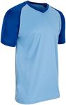 Champro Boys' Bunt Lightweight Mesh Baseball/Soccer Jersey, Light Blue,Royal,White, Youth Large