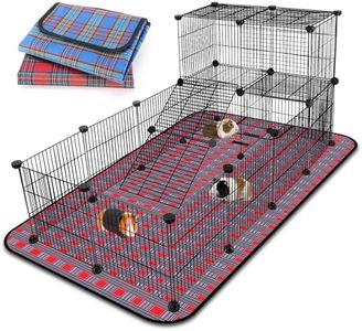 FHTONGE Extra Large Guinea Pig Cage Loft with 2 Waterproof Bedding, DIY Expandable Guinea Pig Playpen with Mat, Modular Small Animal Playpen with Mat for Rat Hamster Chinchilla Bunny (24x C&C Panels)