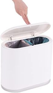 Slim Plastic Bathroom Trash Can With Lid,8L / 2.1 Gallon Pet & Dog Proof Trashcan,Kitchen Trash Can & Wastebasket with Press Type Lid,White Thin Garbage for Room,Rv,Bedroom,Dorm,Office Trash Bin