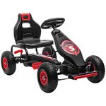 Aosom Kids Pedal Go Kart, Ride On Toys for Boys Girls with Ergonomic Adjustable Seat, Rubber Wheels Shock Absorb, Safety Hand Brake, Ages 5-12 Years Old, Red