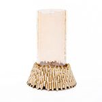 GIBOX Arcane Candle Holder | Crafted Antique Home Décor for Gifting | Aluminium Hurricane Candle Holders with Protective Glass | Decorative Stand for Shelf Golden