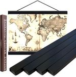 36” Wide Magnetic Poster Hanger Frame - 36x24 36x12 36x48 Poster Frame Wooden Hanger for Picture Map Canvas Print Wall Art Hanging (36 Inch, Black, Teak Wood)