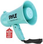 Pyle Portable Megaphone - Battery Operated Horn Loudspeaker with Siren, Built-in Dynamic Microphone Speaker, Adjustable Volume Control, Talk, Music, and Siren Switch (Turquoise)