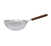 Sov Aluminium Biryani Pan Wok with Wooden Handle Deep Wok Aluminium Pan Indian Chinese Cooking Large Stir Fry Pan Flat Bottom Base Kitchen Restaurant Catering Home (26cm), Multicolour