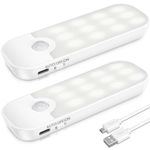 ANOPU Motion Sensor Lights Indoor, 2 Pack USB Rechargeable Stick on Lights with 3 Modes, Wireless Motion Sensor Light with Magnetic Strips for Wardrobes, Stairs, Hallway, Bedroom, Cupboard