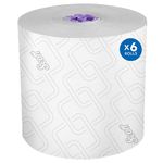 Scott® Essential High-Capacity Hard Roll Towels (02001), with Elevated Design and Absorbency Pockets™, for Purple Core Dispensers, White, Unperforated, (950'/Roll, 6 Rolls/Case, 5,700'/Case)